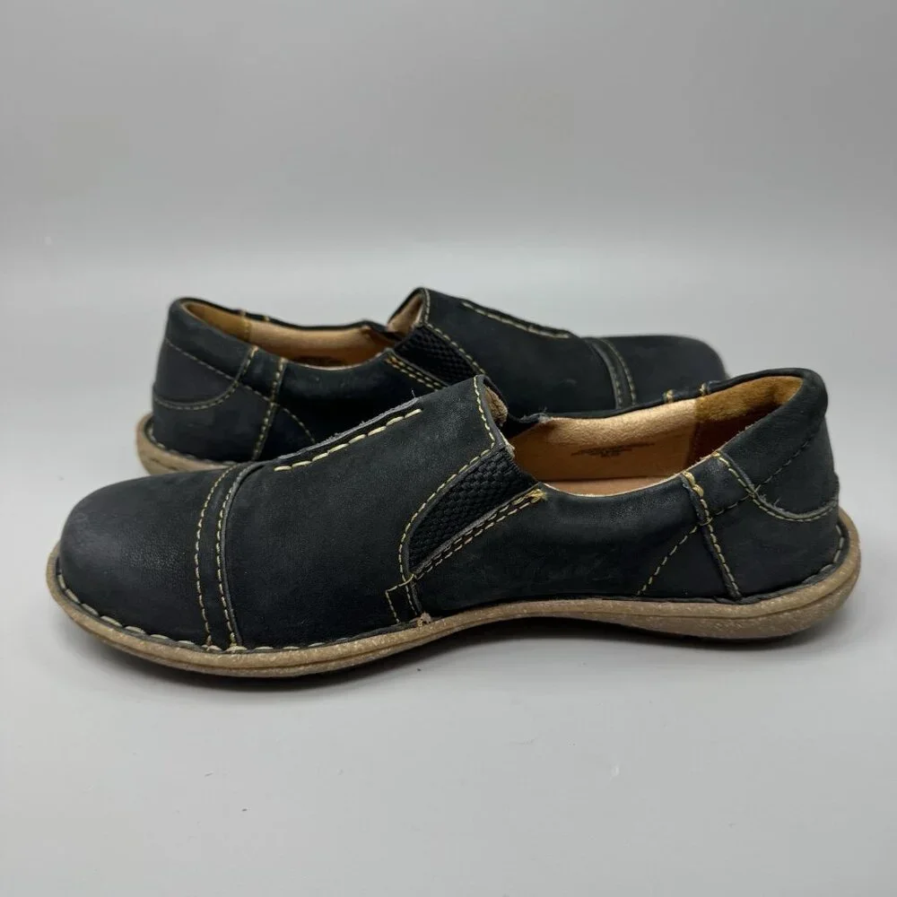 Born Womens Size 8.5 Nampa Nubuck Black Leather Loafer